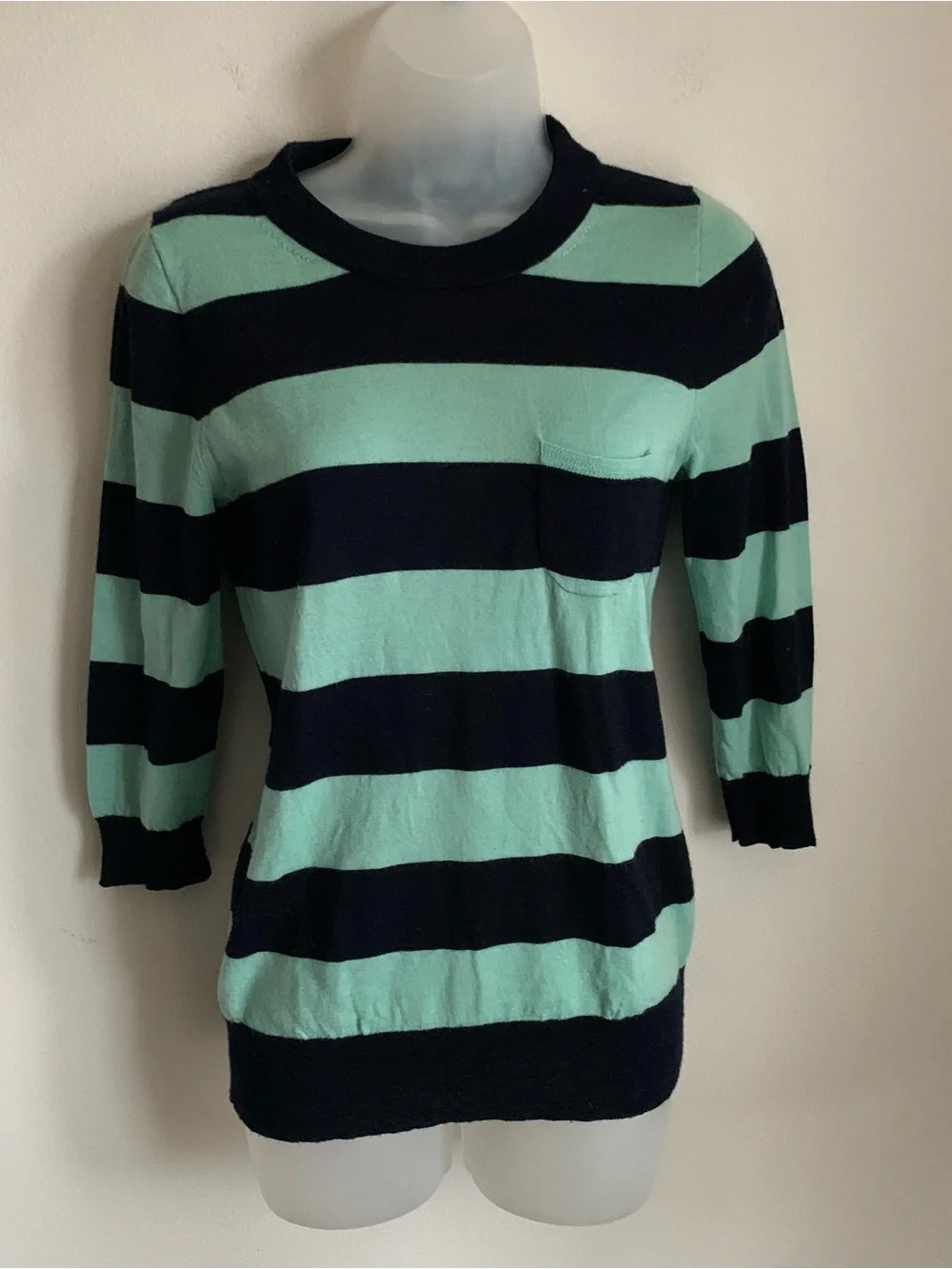 Striped Mint/Teal and Navy Women's Sweater